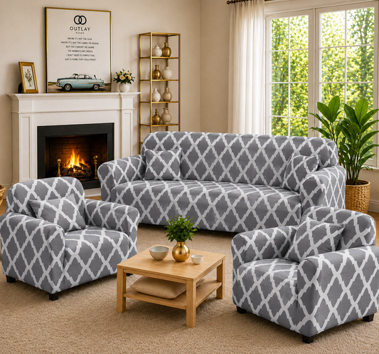 3+1+1 GREY QUILT  SOFA COVER ELASTIC STRETCHABLE 48 HOURS OFFER