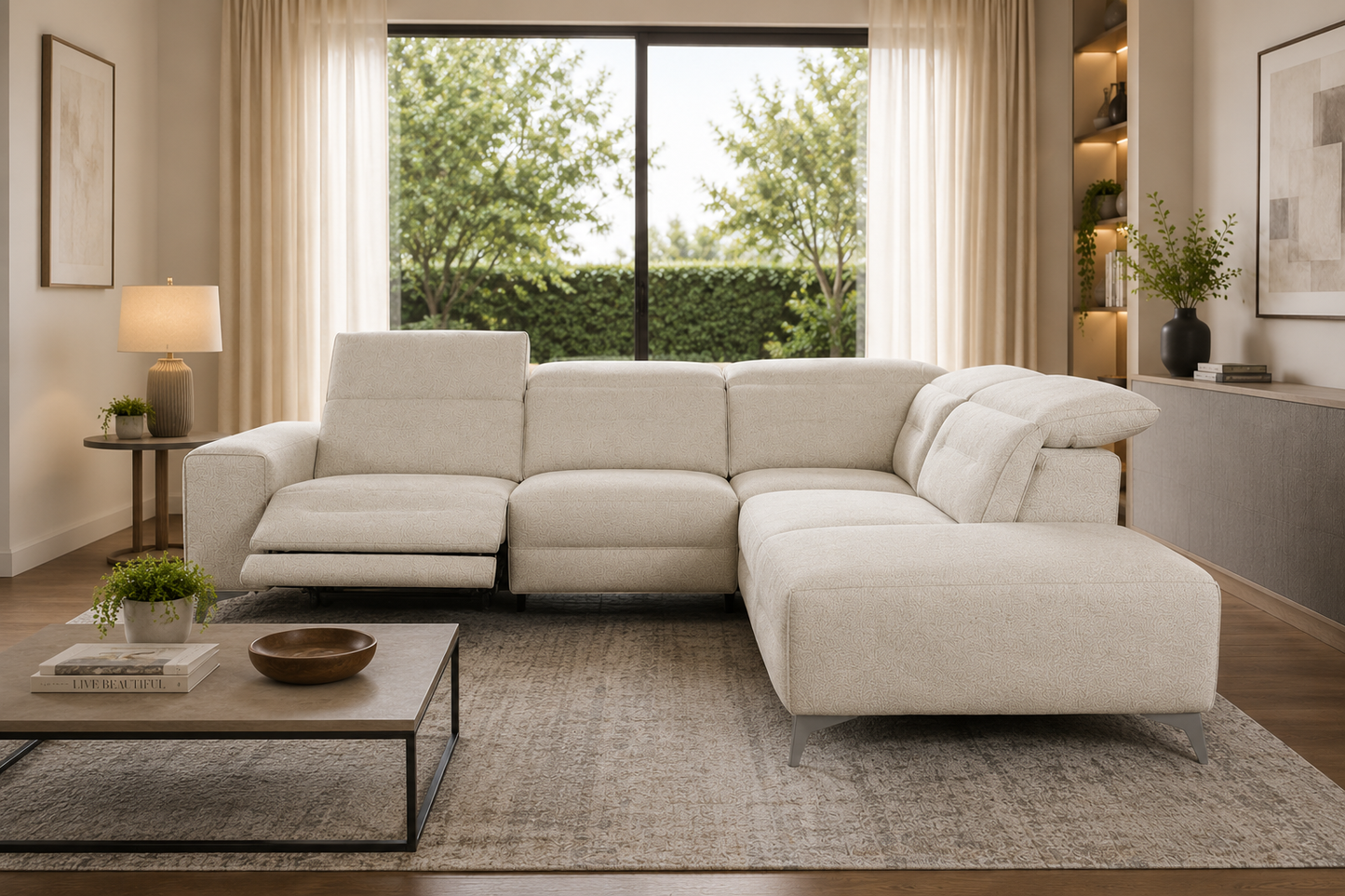 Carlos 5 Seater Manual Recliner L Shape Sofa for Living Room | Premium L shape Recliner Sofa Set