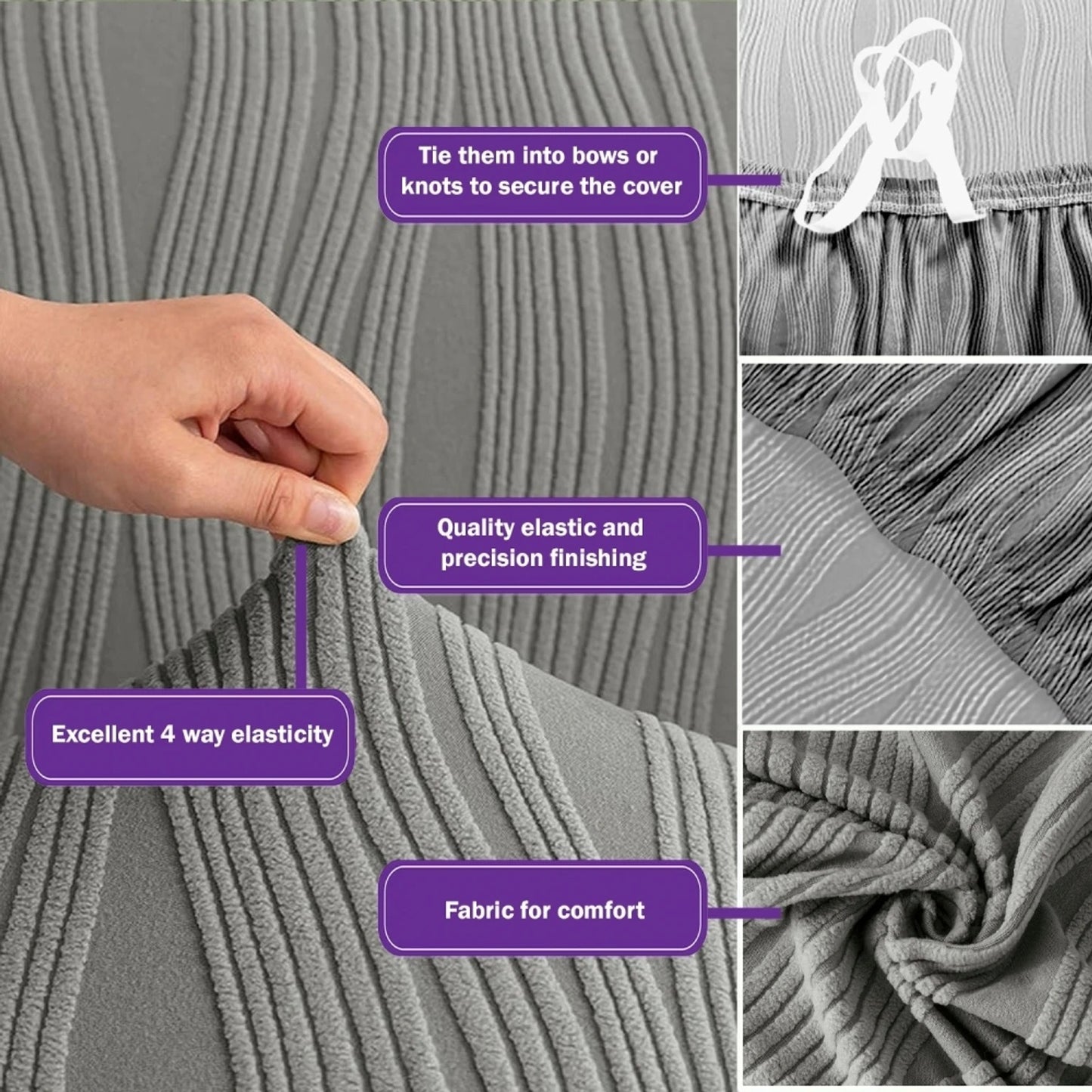 DARK GREY JAPANESE JACQUARD - Luxury Quality Strechable & Waterproof  Dust-proof Sofa Cover
