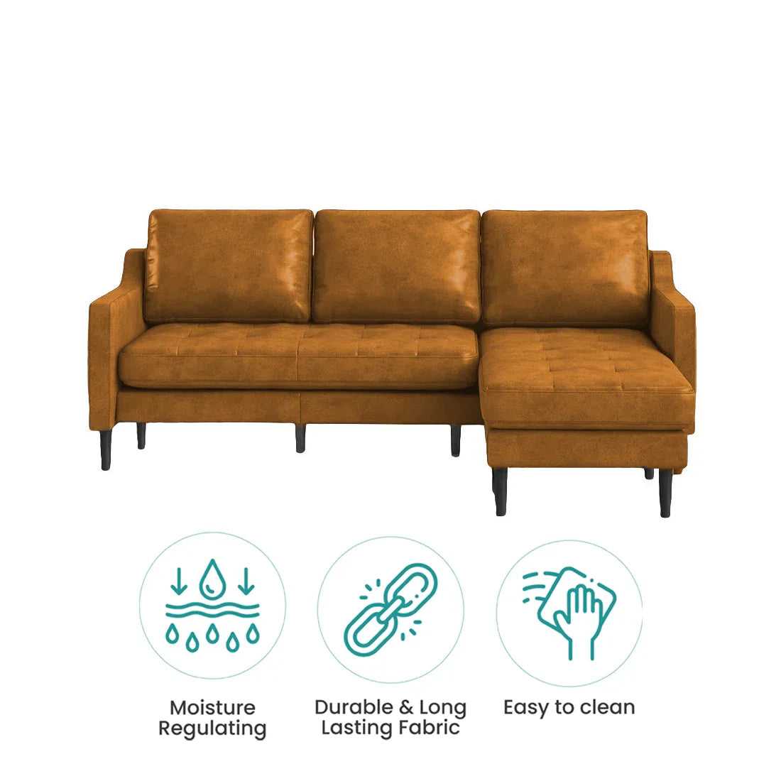 Pacific 4 Seater Leather L Shape Sofa for Living Room
