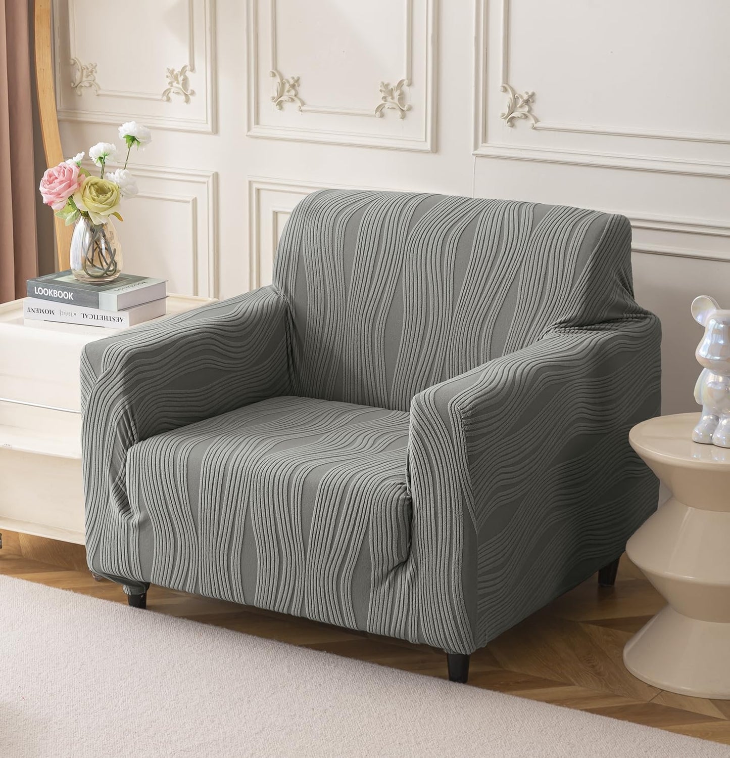 DARK GREY JAPANESE JACQUARD - Luxury Quality Strechable & Waterproof  Dust-proof Sofa Cover