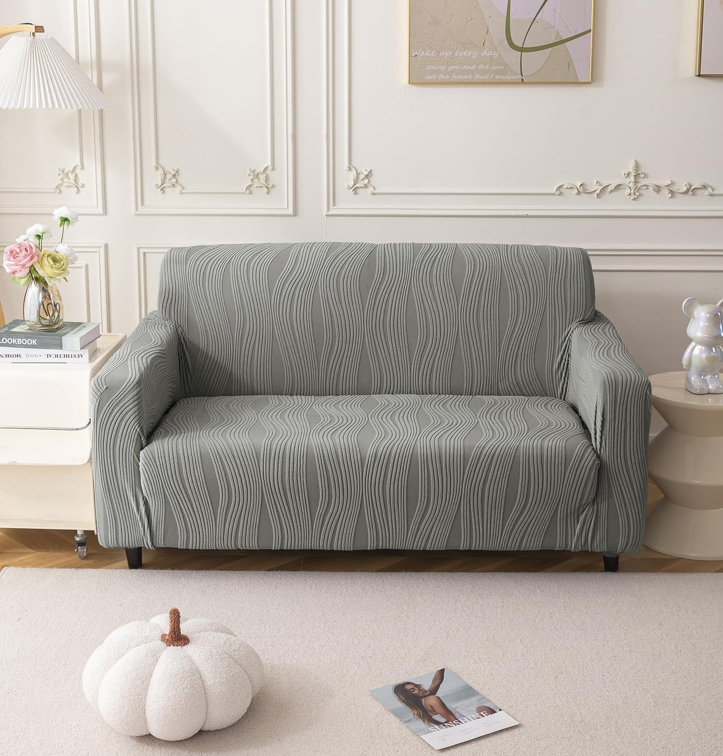 DARK GREY JAPANESE JACQUARD - Luxury Quality Strechable & Waterproof  Dust-proof Sofa Cover