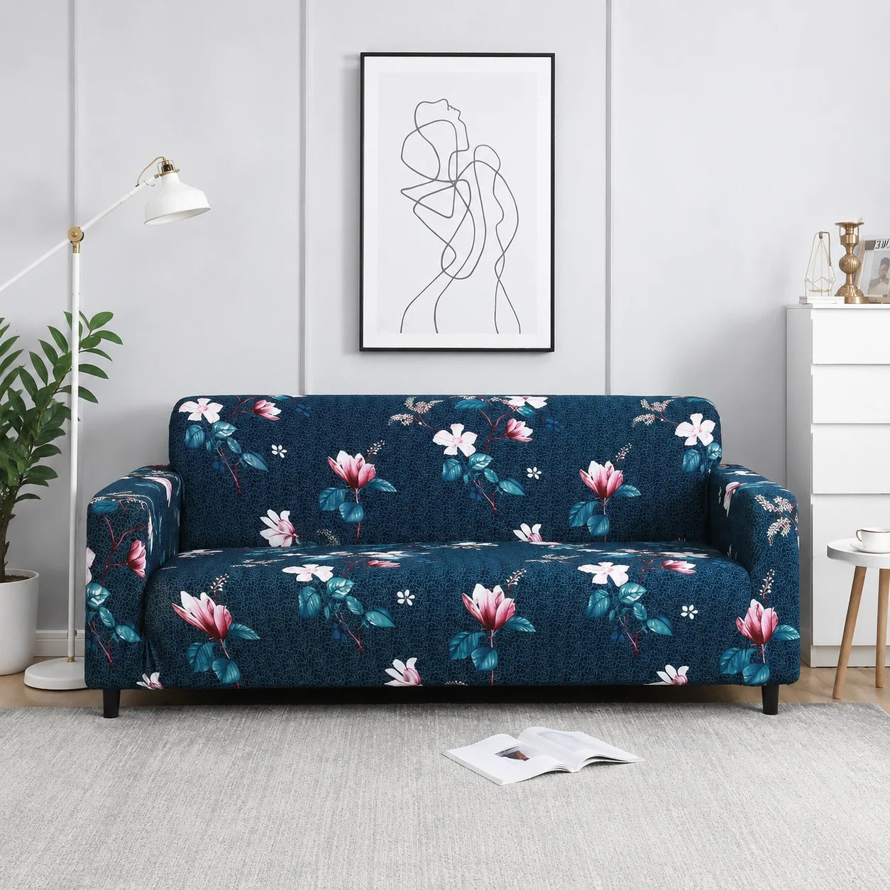 3+1+1 BLUE FLOWER SOFA COVER ELASTIC STRETCHABLE 48 HOURS OFFER