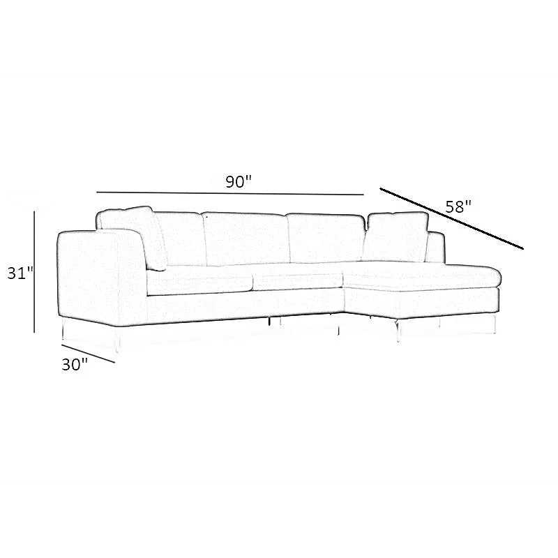 Elfin 4 Seater L Shape Fabric Sofa Set for Living Room