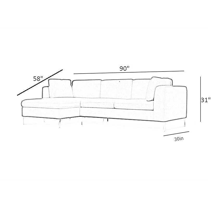 Elfin 4 Seater L Shape Fabric Sofa Set for Living Room