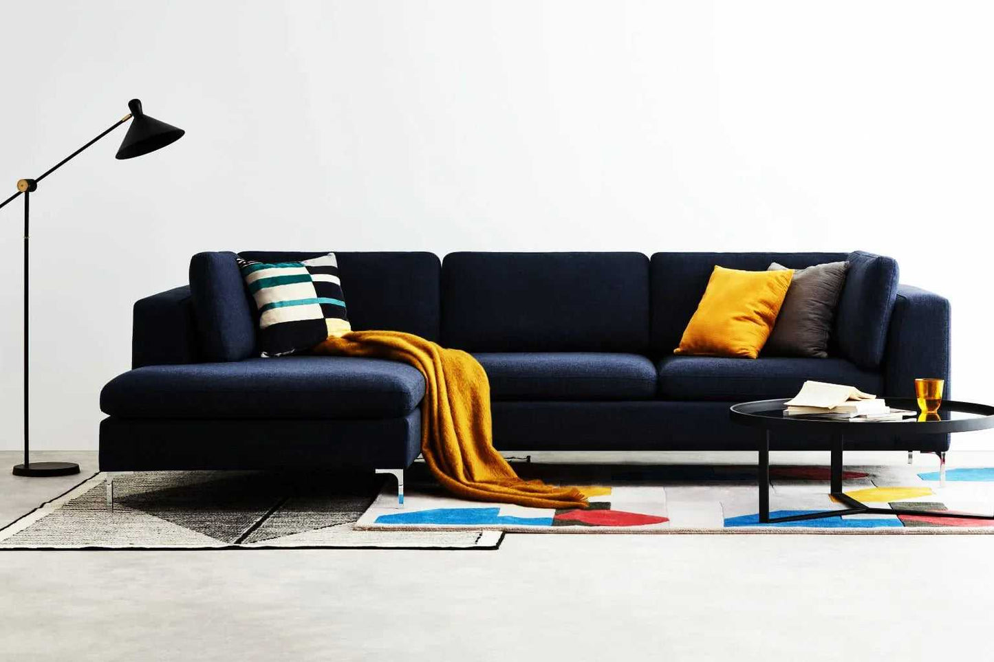 Elfin 4 Seater L Shape Fabric Sofa Set for Living Room