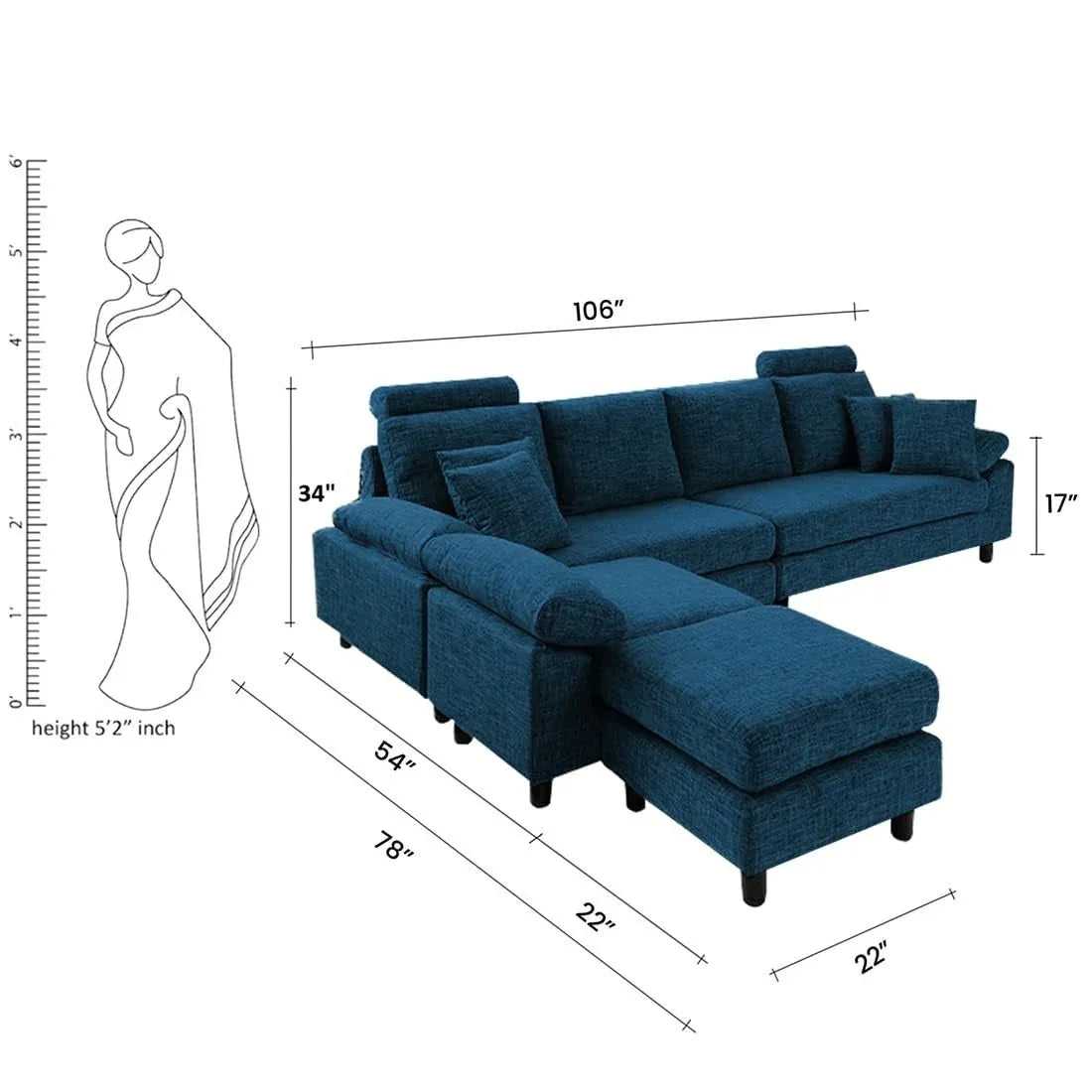 Ferguson 6 Seater Interchangeable L Shape Sofa