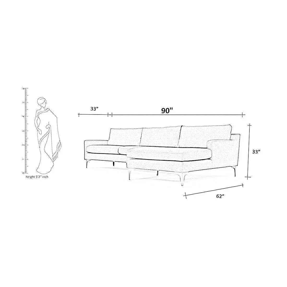 Franco 4 Seater Fabric L Shape Sofa