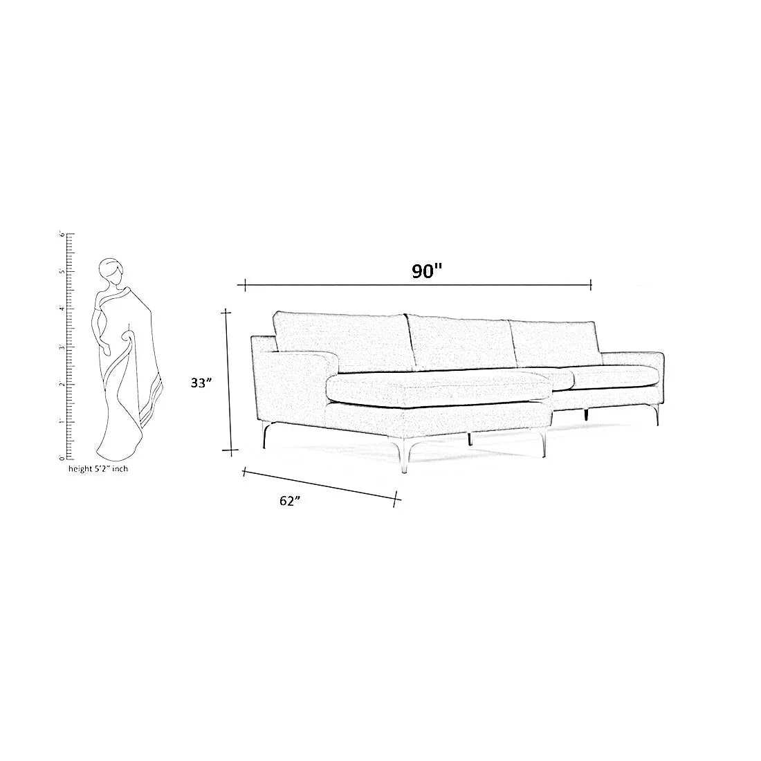 Franco 4 Seater Fabric L Shape Sofa