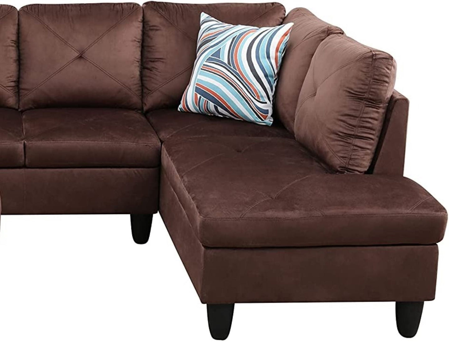 Christen 5 Seater L Shape Fabric Sofa Set with Storage Ottoman