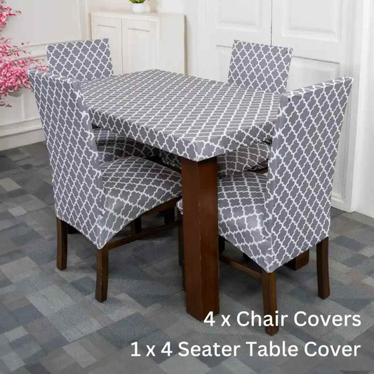 CoverHome - Grey Diamond Elastic Chairs Table Covers