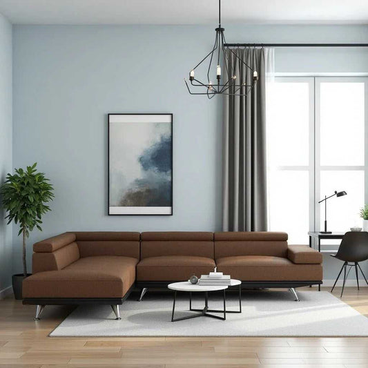 Griffin 5 Seater Fabric L Shape Sofa For Living Room