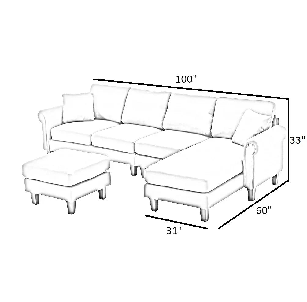 Moria 6 Seater L Shape Modular Fabric Sofa For Living Room