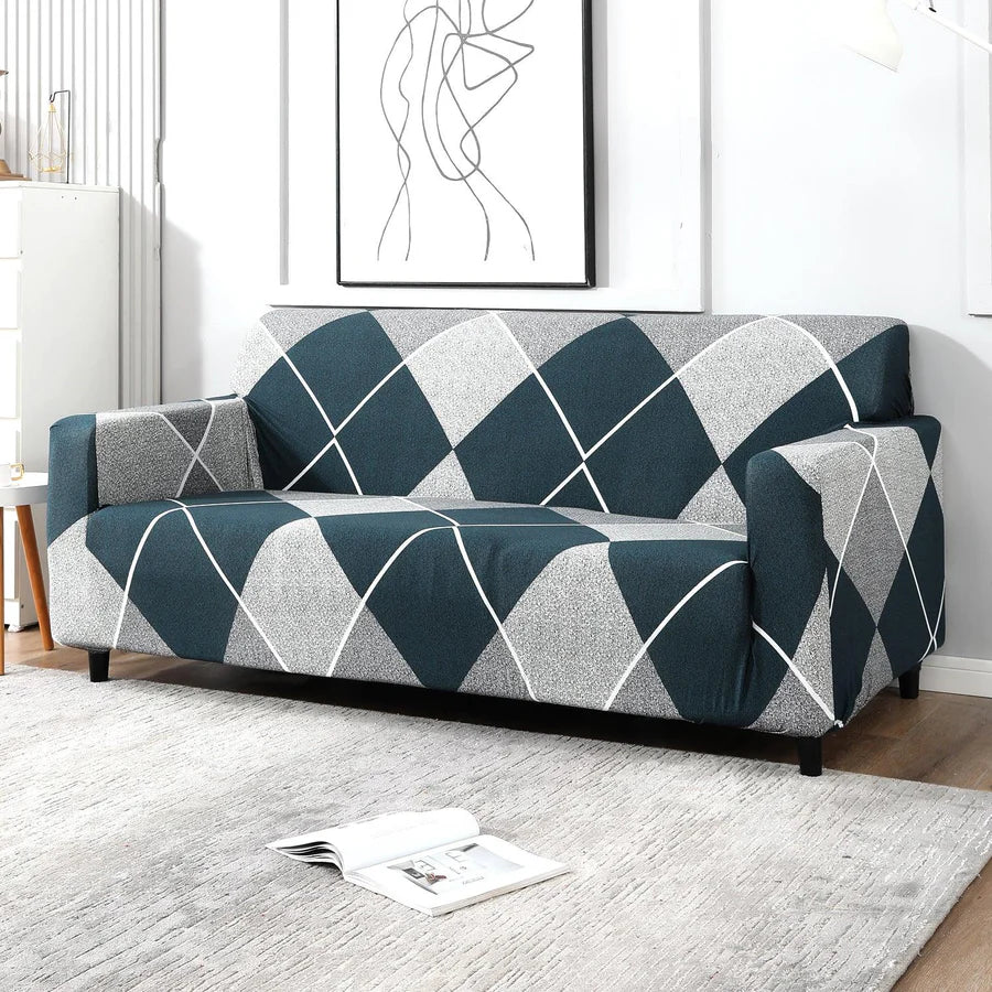 Checkerplaid Blue - Luxury Quality Strechable & Dust-proof Sofa Cover