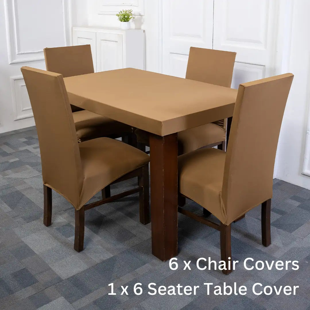 Khaki Chair Table Covers - Dustproof, Stain-Free, Machine Washable & Water Resistant