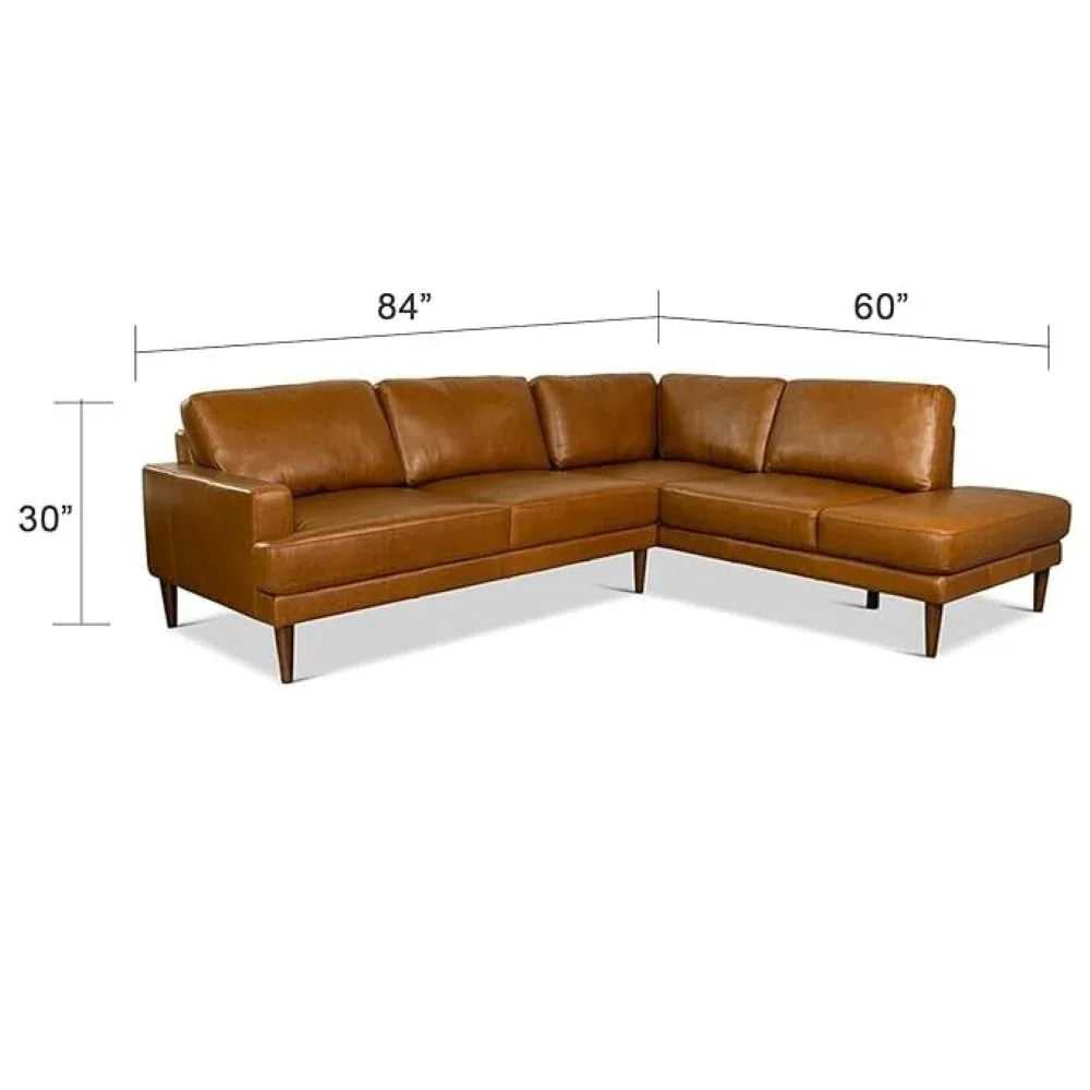 Irina L Shape 6 Seater Leatherette Sectional Sofa for Living Room - Brown