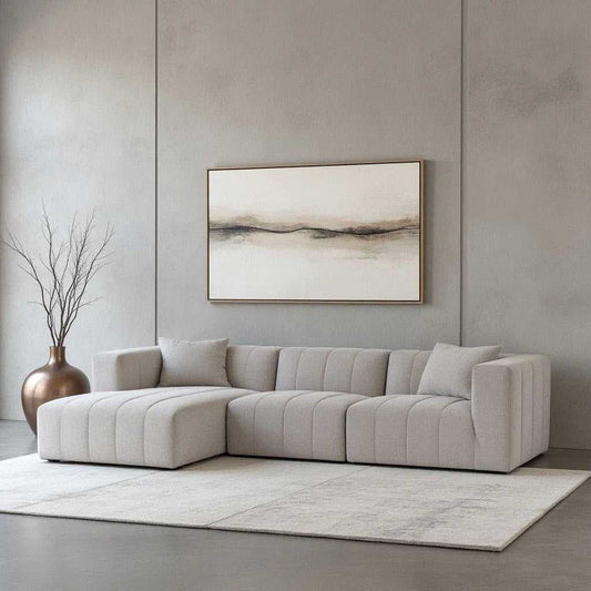 Jerry 4 Seater L Shape Fabric Sofa - Grey