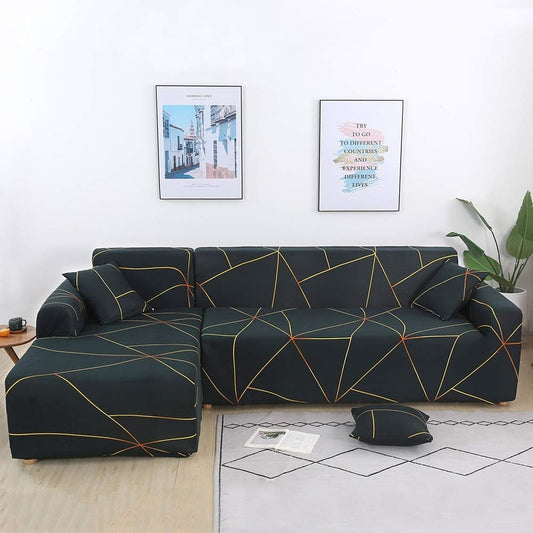 L Shape Sofa Cover- Prism Gold - Luxury Quality Strechable & Dust-proof Sofa Cover