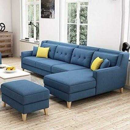 Milner L Shape 6 Seater Fabric Sofa with Ottoman