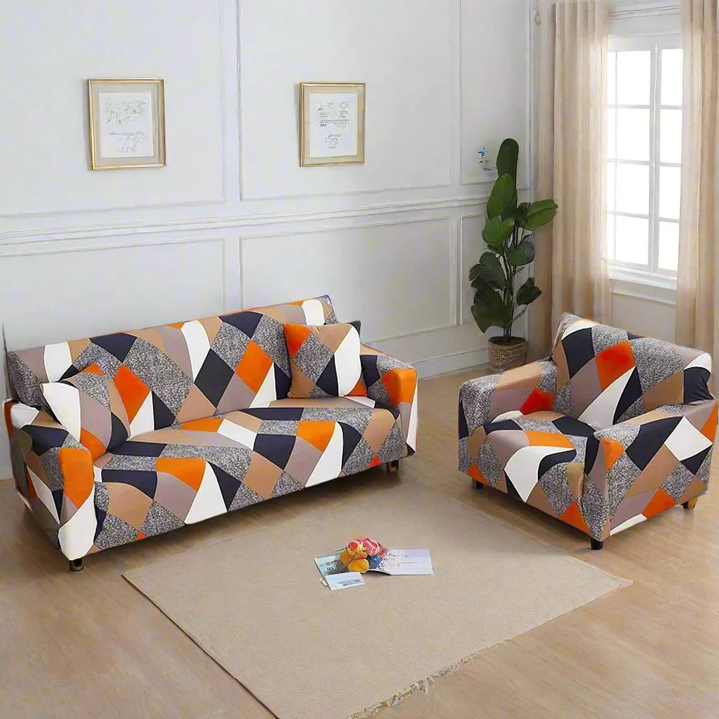 3+1+1 PRISM ORANGE SOFA COVER ELASTIC STRETCHABLE 48 HOURS OFFER
