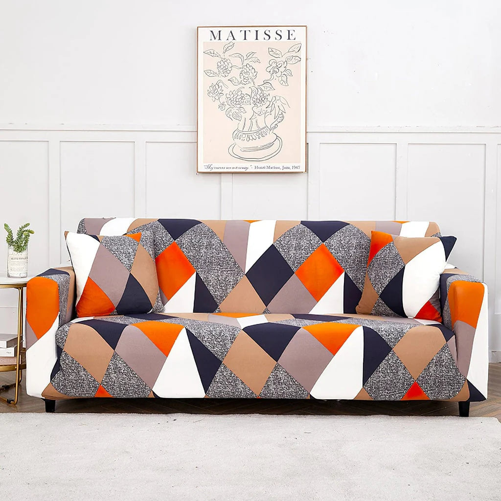 3+1+1 PRISM ORANGE SOFA COVER ELASTIC STRETCHABLE 48 HOURS OFFER