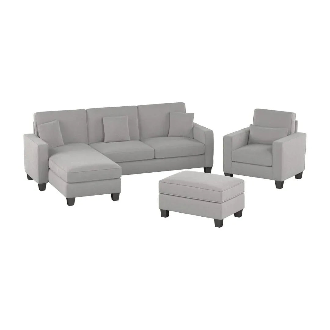 Moscow 5 Seater L Shape Fabric Sofa with Ottoman – Modern Sectional Sofa for Living Room, Bedroom & Office