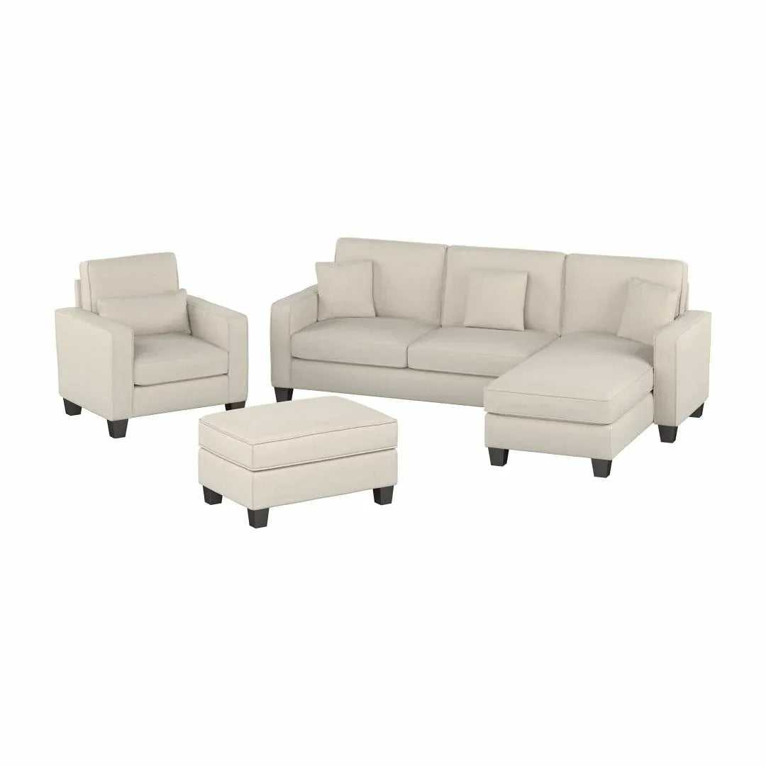 Moscow 5 Seater L Shape Fabric Sofa with Ottoman – Modern Sectional Sofa for Living Room, Bedroom & Office