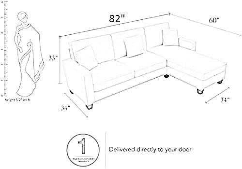 Moscow 5 Seater L Shape Fabric Sofa with Ottoman – Modern Sectional Sofa for Living Room, Bedroom & Office