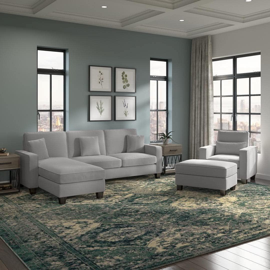 Moscow 5 Seater L Shape Fabric Sofa with Ottoman – Modern Sectional Sofa for Living Room, Bedroom & Office