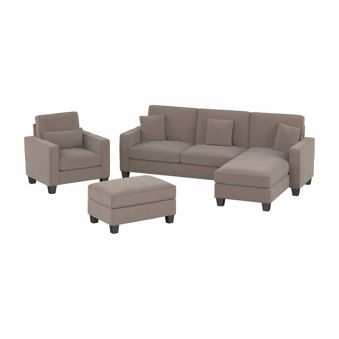 Moscow 5 Seater L Shape Fabric Sofa with Ottoman – Modern Sectional Sofa for Living Room, Bedroom & Office