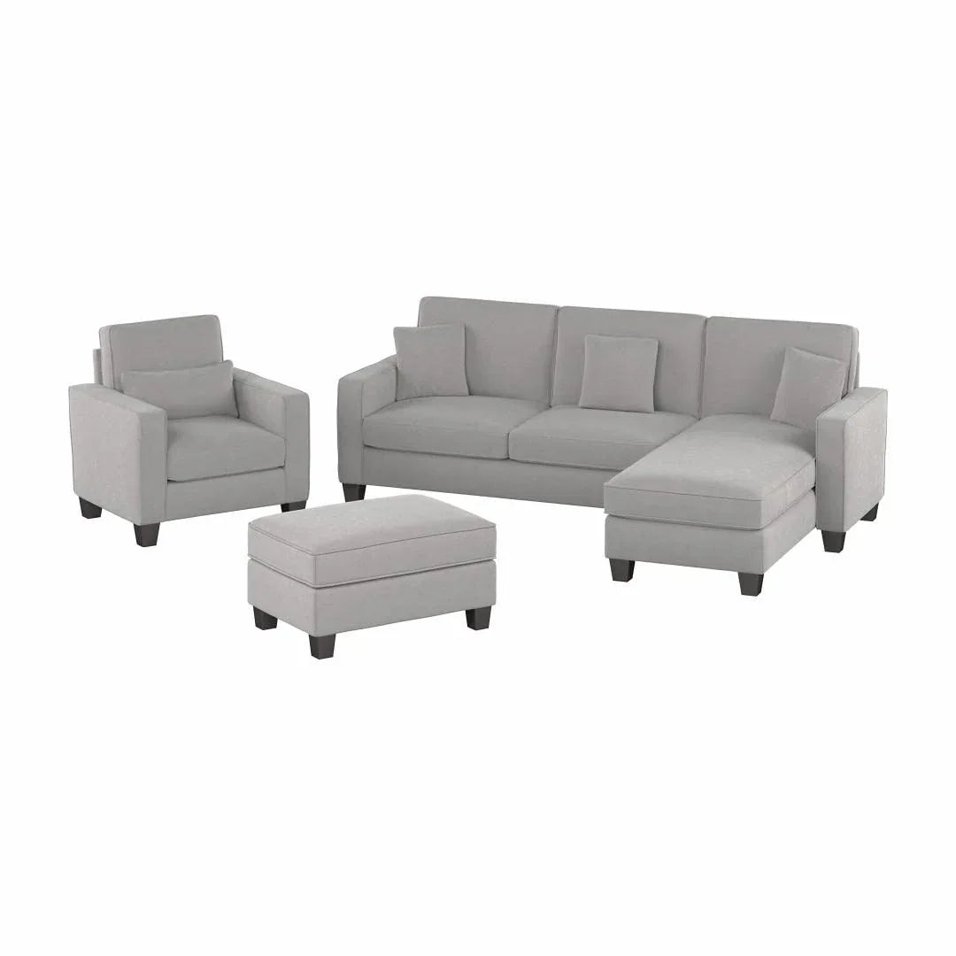 Moscow 5 Seater L Shape Fabric Sofa with Ottoman – Modern Sectional Sofa for Living Room, Bedroom & Office