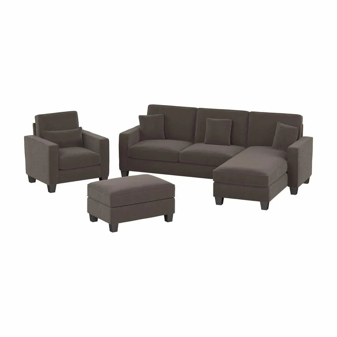 Moscow 5 Seater L Shape Fabric Sofa with Ottoman – Modern Sectional Sofa for Living Room, Bedroom & Office