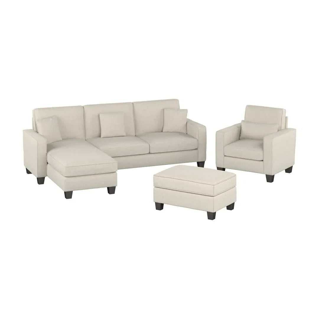 Moscow 5 Seater L Shape Fabric Sofa with Ottoman – Modern Sectional Sofa for Living Room, Bedroom & Office
