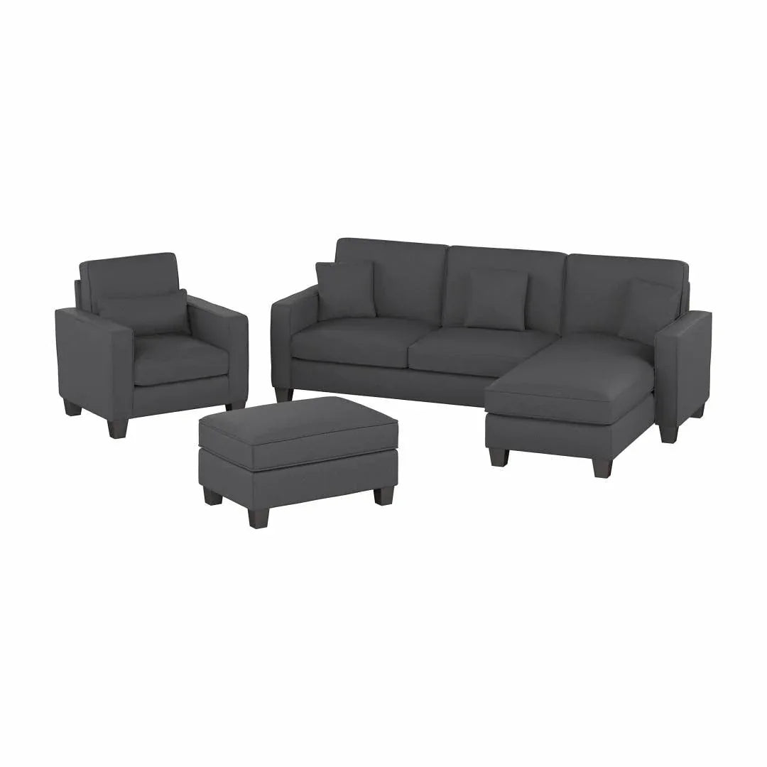 Moscow 5 Seater L Shape Fabric Sofa with Ottoman – Modern Sectional Sofa for Living Room, Bedroom & Office