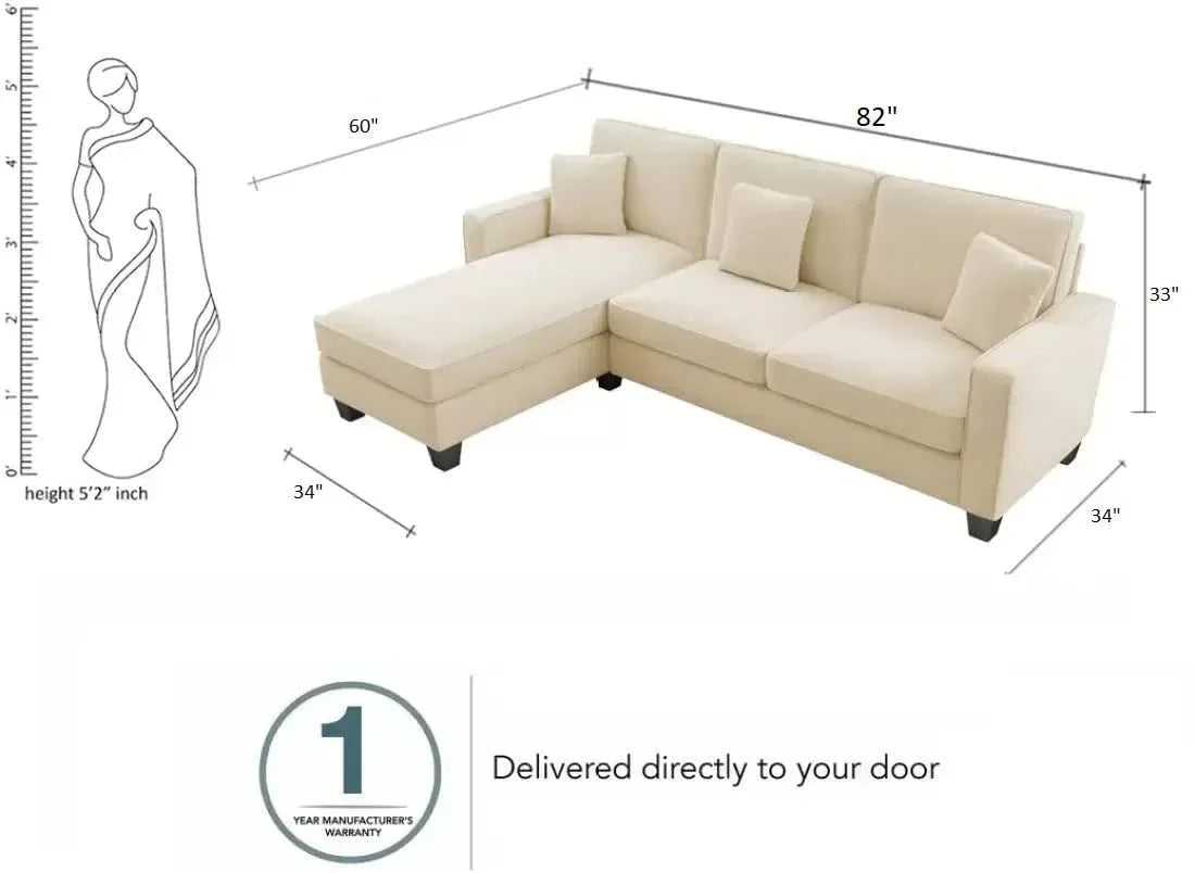 Moscow 4 Seater Mini L Shape Fabric Sofa For Living Room