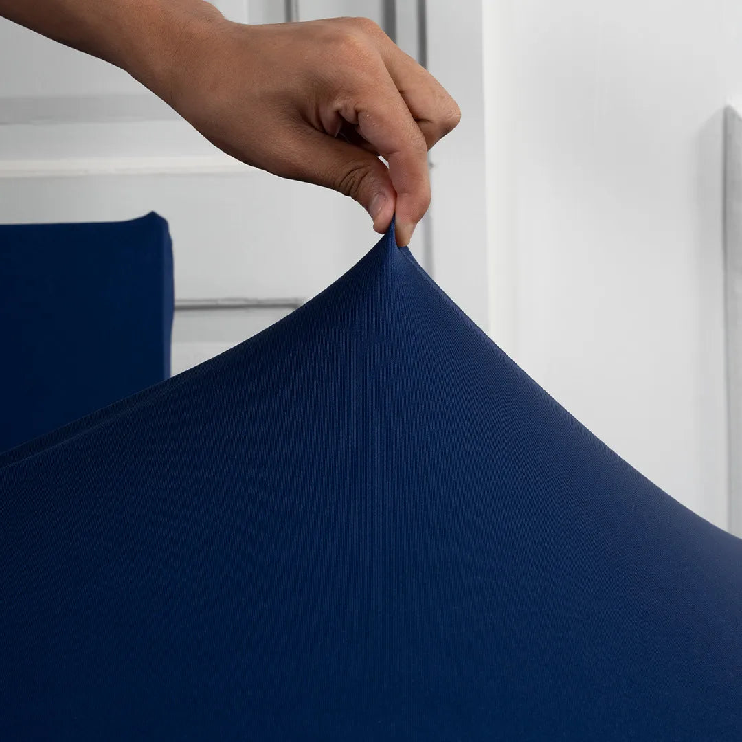 Navy Blue Solid Elastic Chair & Table Cover
