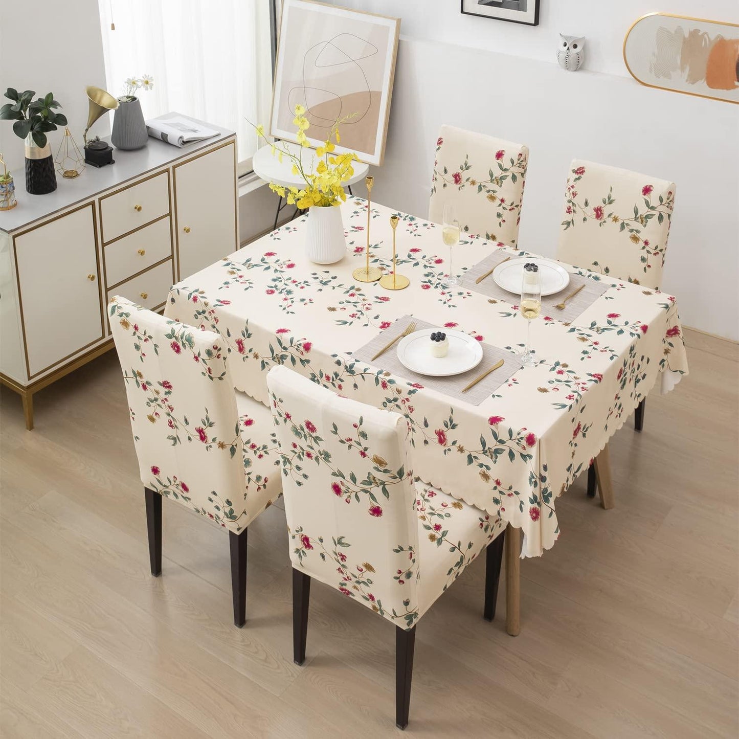 Cream Dream Chair Table Covers - Dustproof, Water Resistant & Stain Free Fabric