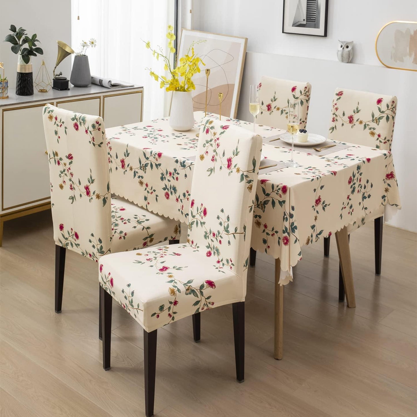Cream Dream Chair Table Covers - Dustproof, Water Resistant & Stain Free Fabric