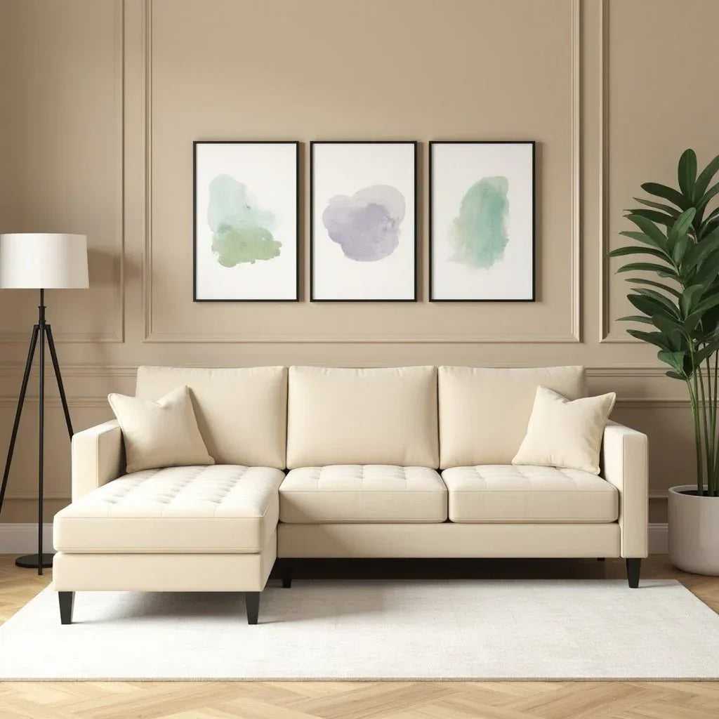 Quincy 4 Seater Fabric L Shape Sofa For Living Room