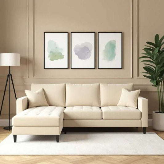Quincy 4 Seater Fabric L Shape Sofa For Living Room
