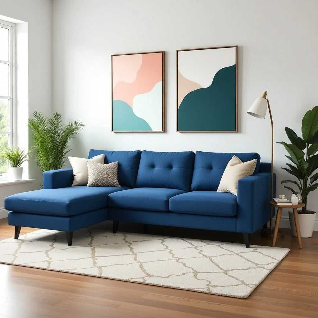 Silvia 4 Seater Fabric L Shape Sofa For Living Room