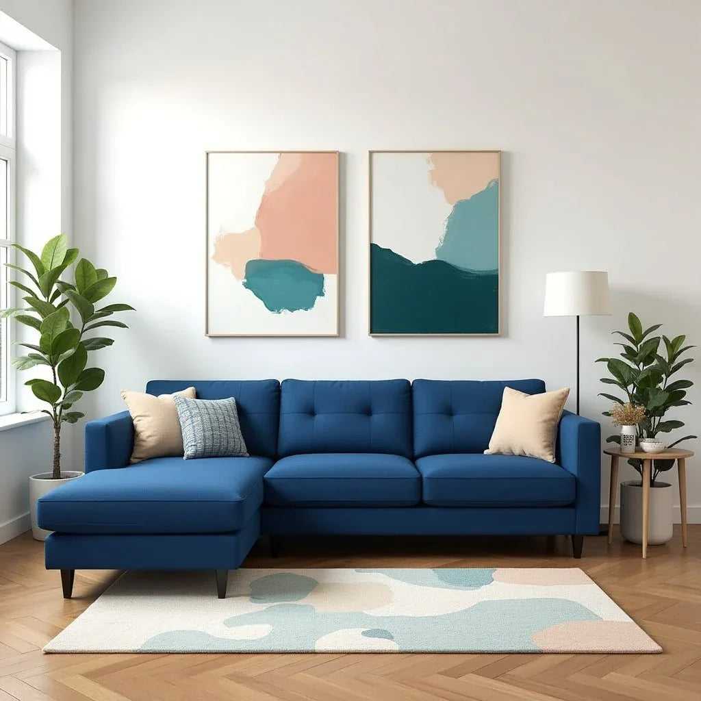 Silvia 4 Seater Fabric L Shape Sofa For Living Room
