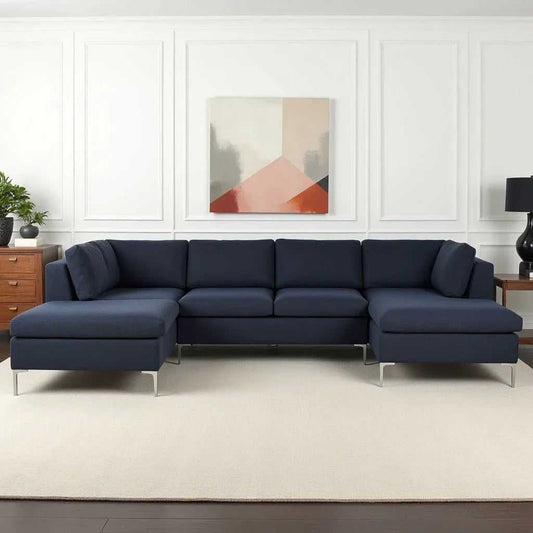 Smith L Shape 7 Seater Fabric Sofa Set | 7 Seater Sofa