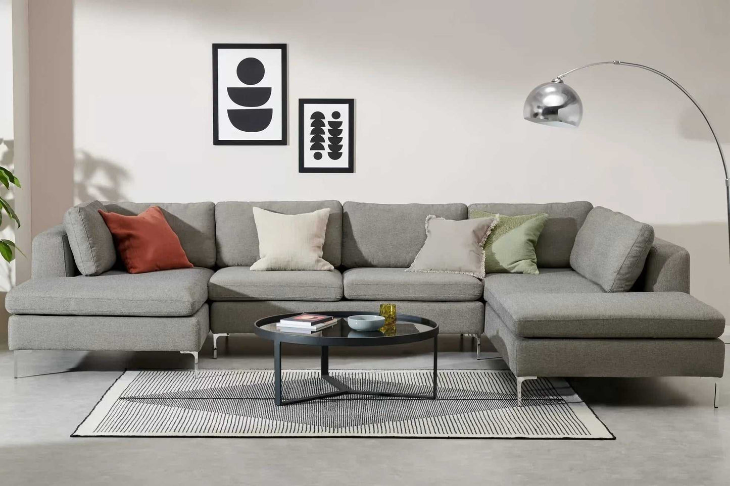 Smith L Shape 7 Seater Fabric Sofa Set | 7 Seater Sofa