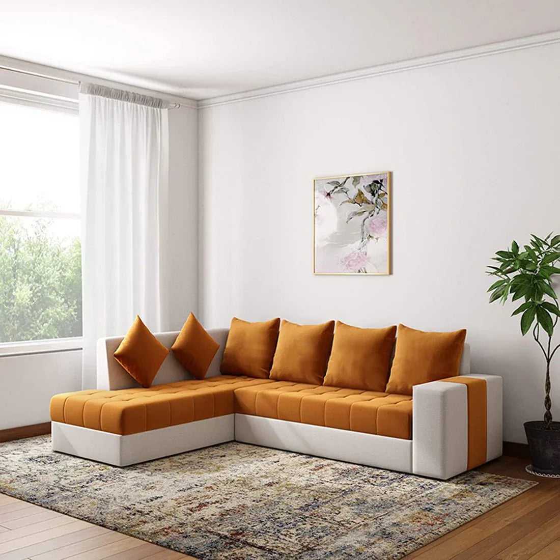 Steffan 6 Seater L Shape Corner Fabric Sofa for Living Room
