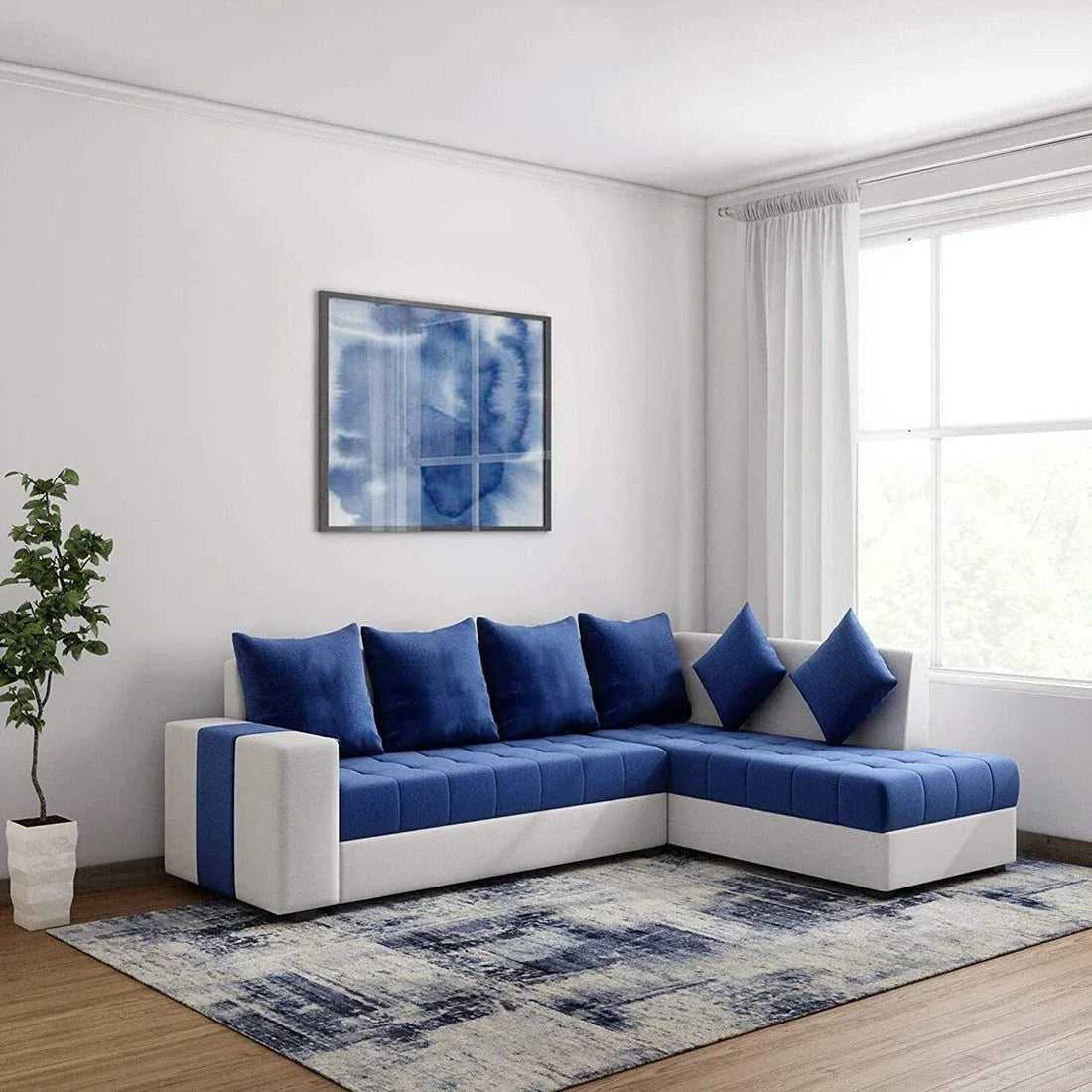 Steffan 6 Seater L Shape Corner Fabric Sofa for Living Room