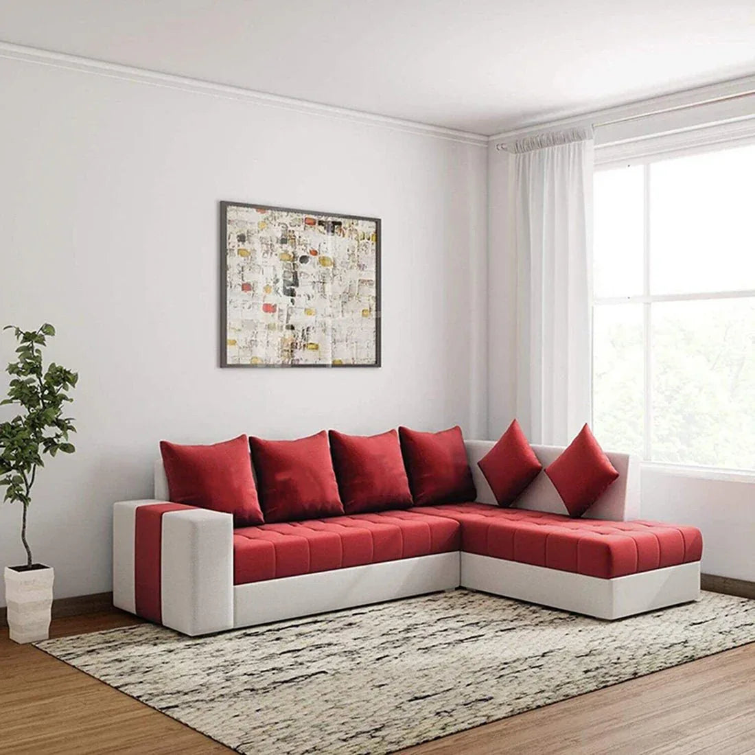 Steffan 6 Seater L Shape Corner Fabric Sofa for Living Room