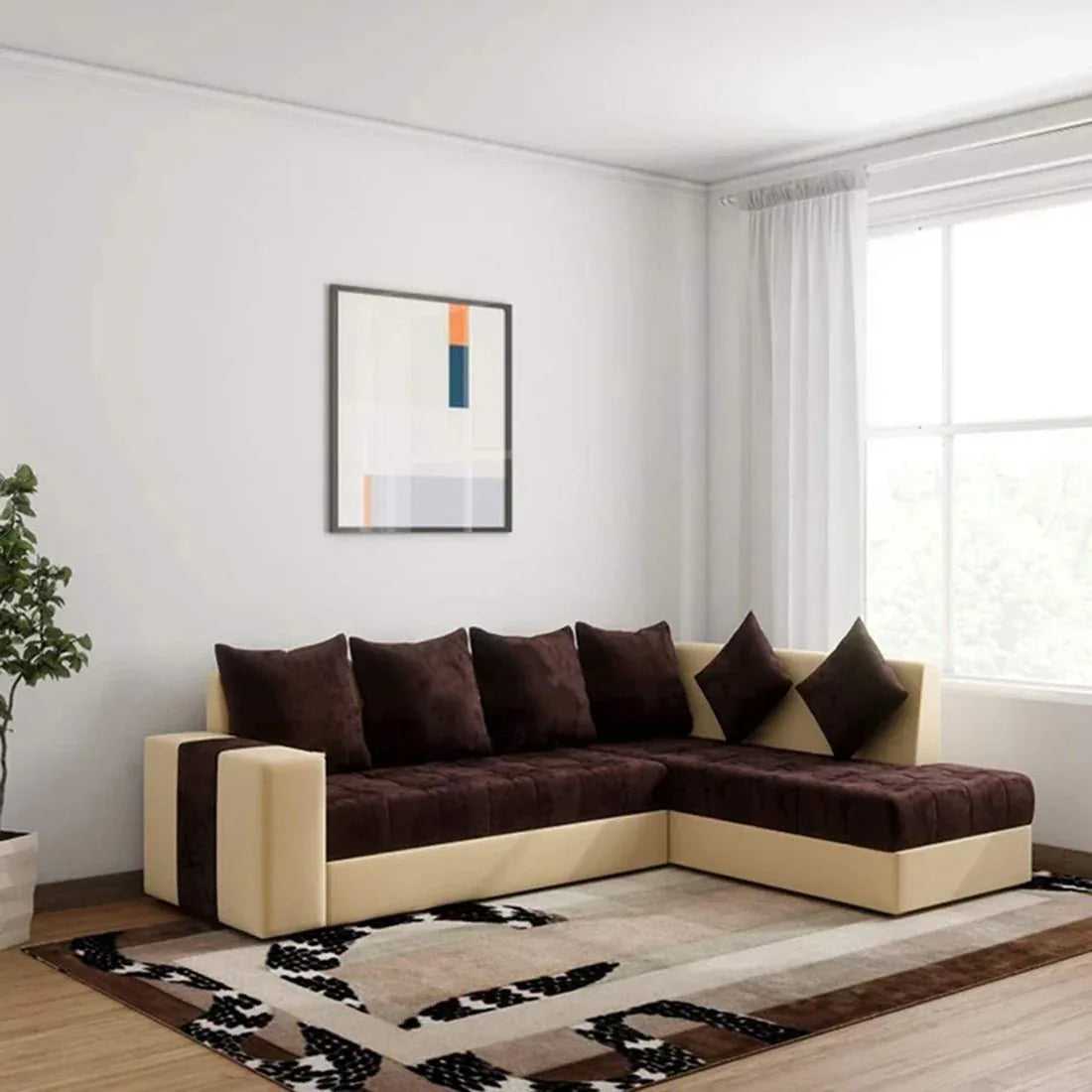 Steffan 6 Seater L Shape Corner Fabric Sofa for Living Room