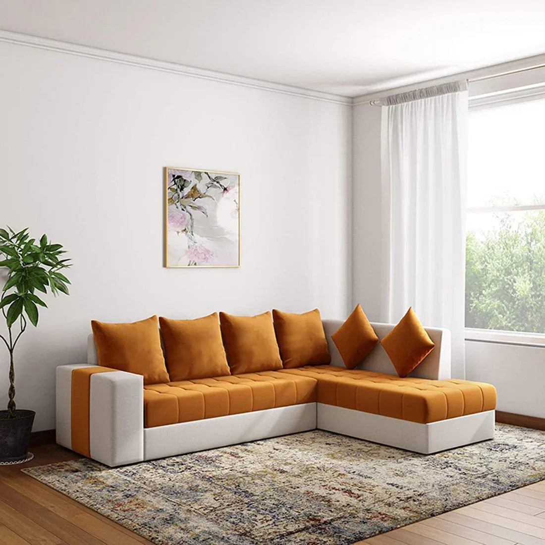 Steffan 6 Seater L Shape Corner Fabric Sofa for Living Room
