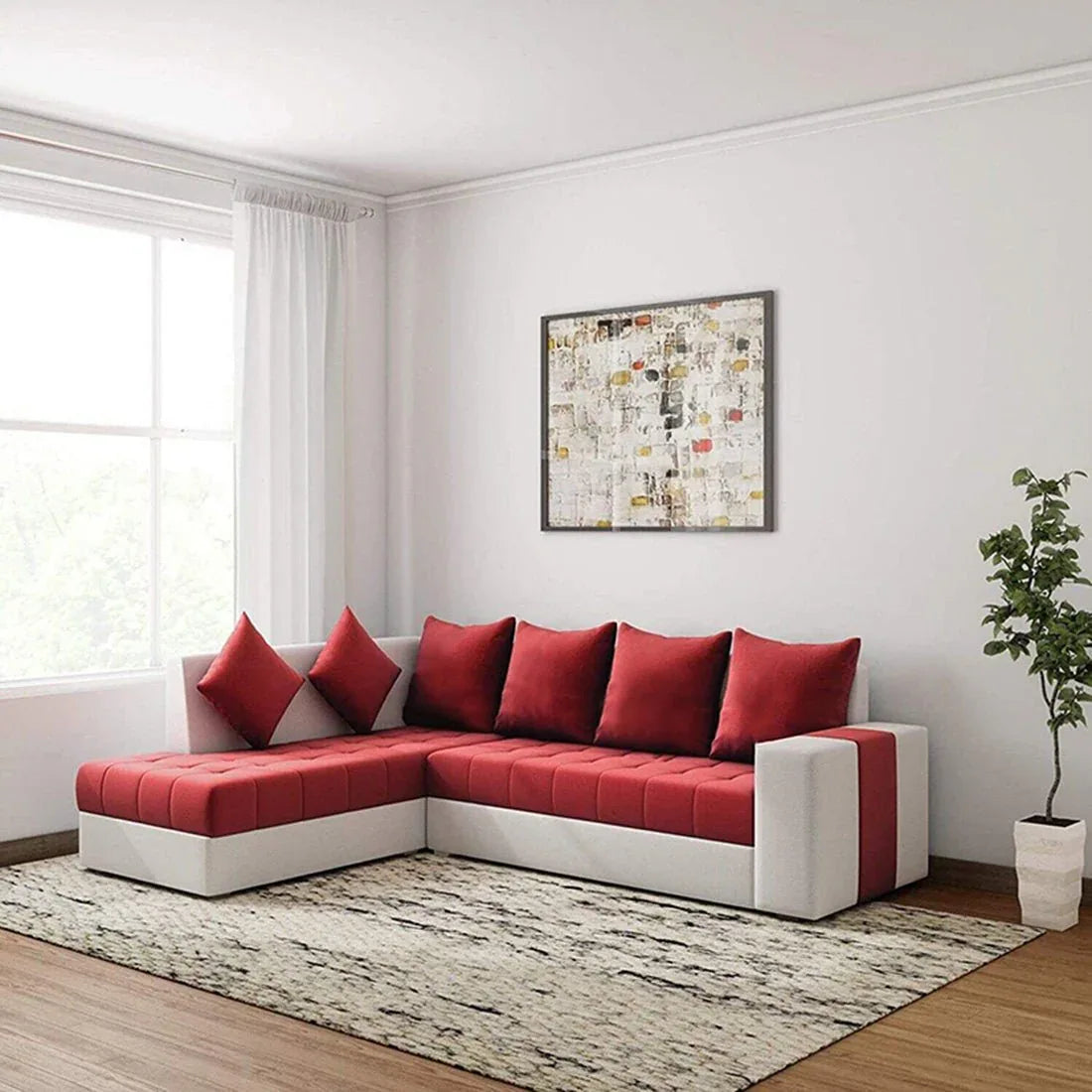 Steffan 6 Seater L Shape Corner Fabric Sofa for Living Room